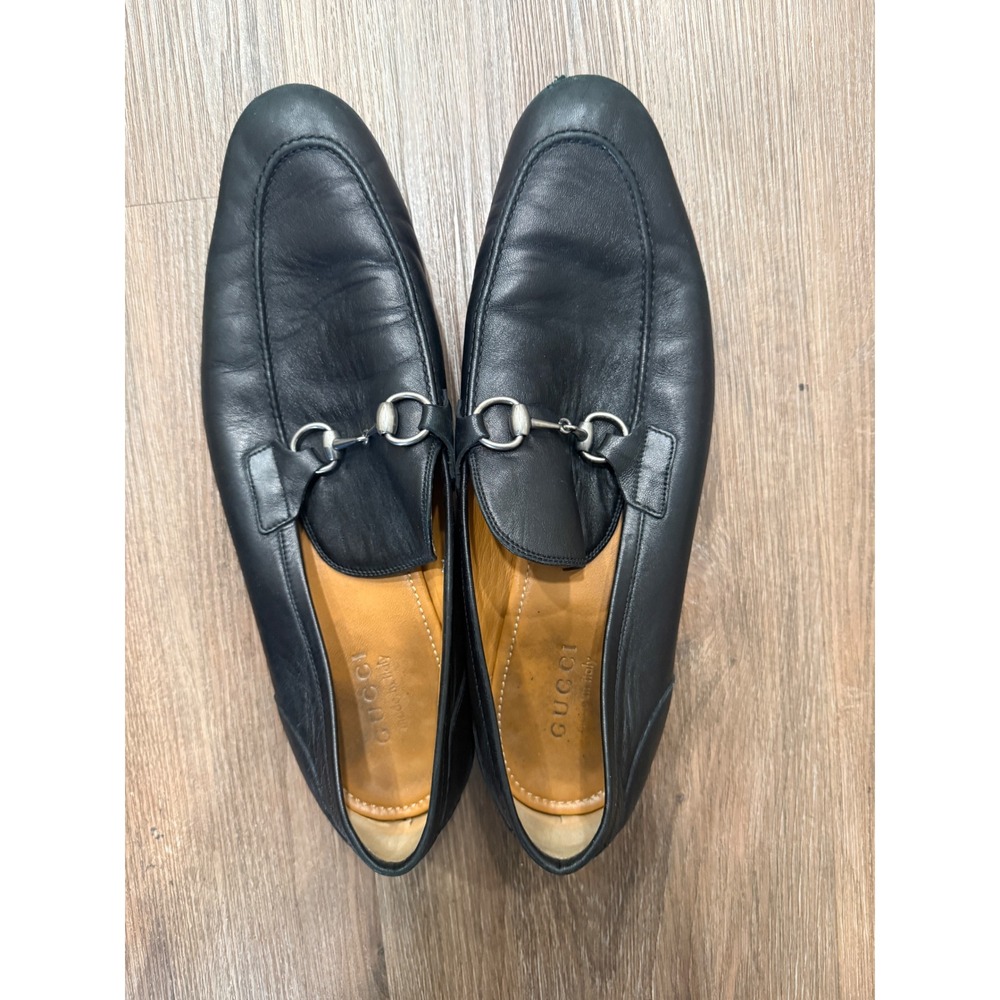 Gucci Mens Black Leather Horsebit Loafers Silver Hardware Made in Italy 12.5 - Picture 6 of 10